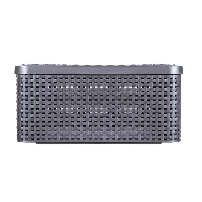 Curver opbergmand met deksel middel - grijs - 28.7x38.6x17 cm