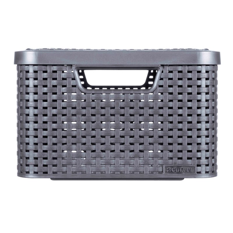 Curver opbergmand met deksel middel - grijs - 28.7x38.6x17 cm