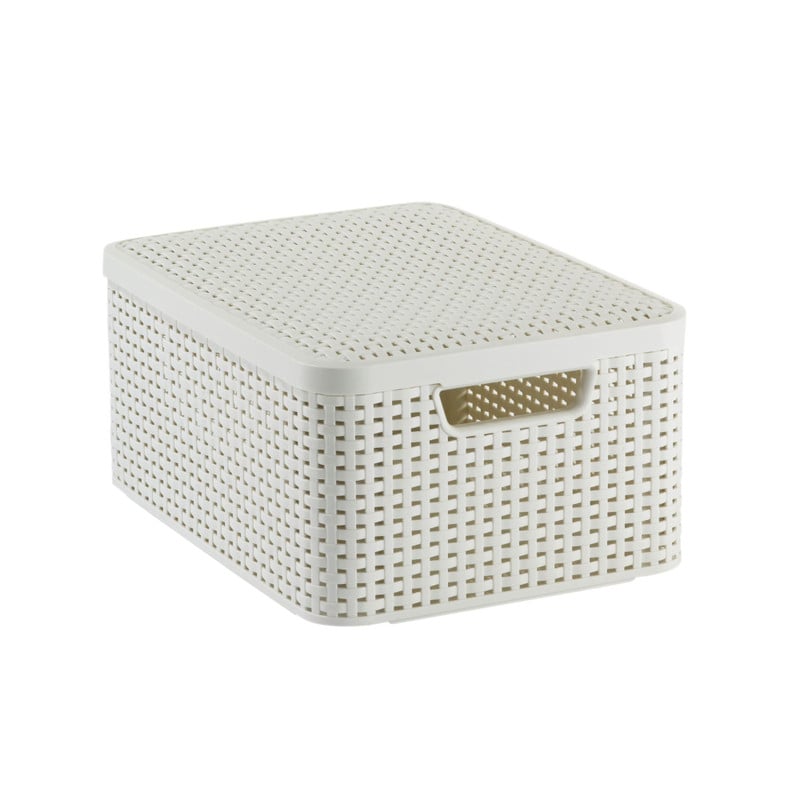 Curver opbergmand met deksel middel - wit - 28.7x38.6x17 cm