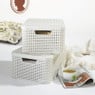 Curver opbergmand met deksel middel - wit - 28.7x38.6x17 cm