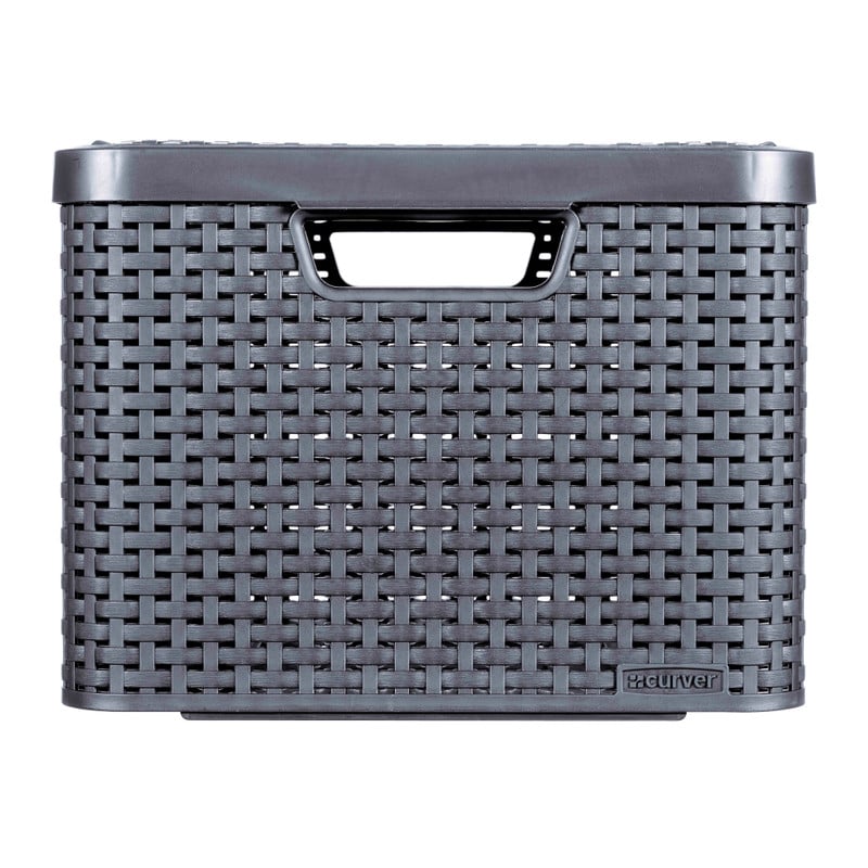 Curver opbergmand met deksel groot - grijs - 33x44.5x24.8 cm