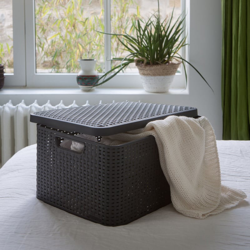 Curver opbergmand met deksel groot - grijs - 33x44.5x24.8 cm