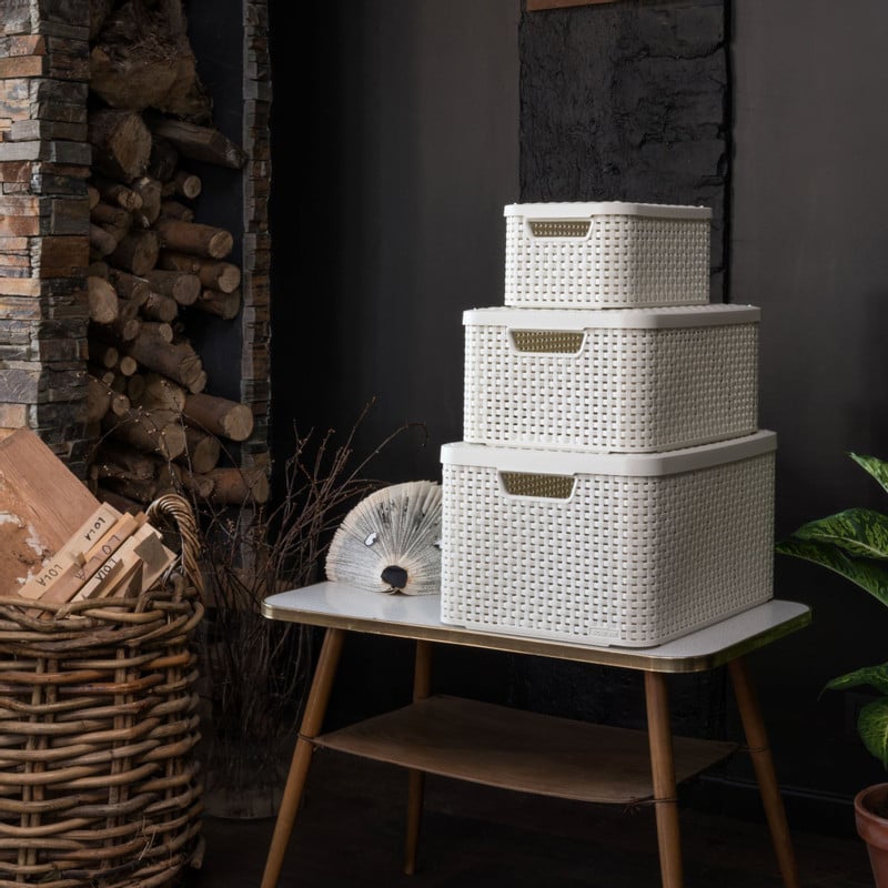 Curver opbergmand met deksel groot - wit - 33x44.5x24.8 cm