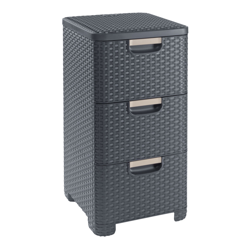 Curver ladeblok met 3 lades - grijs - 60x27.8x32.8 cm