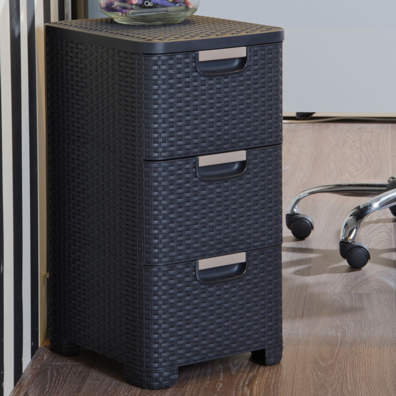 Curver ladeblok met 3 lades - grijs - 60x27.8x32.8 cm