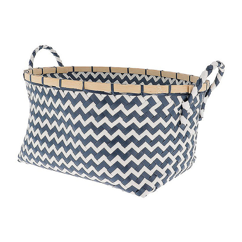 Compactor mand zigzag - blauw/wit - 41x32,5x20 cm