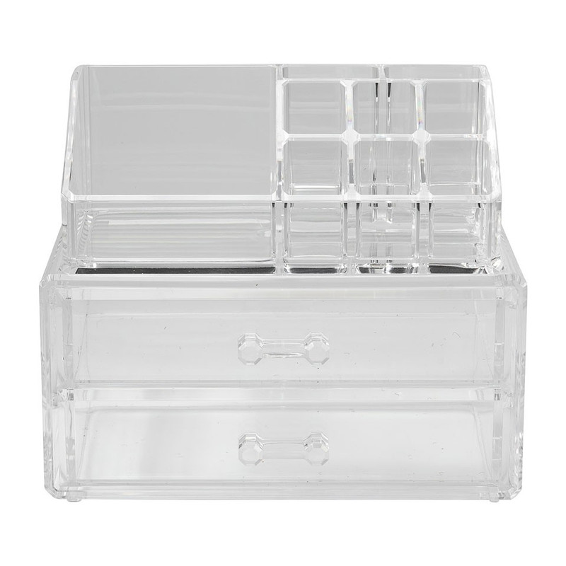 Compactor opbergbox voor cosmetica met 2 lades