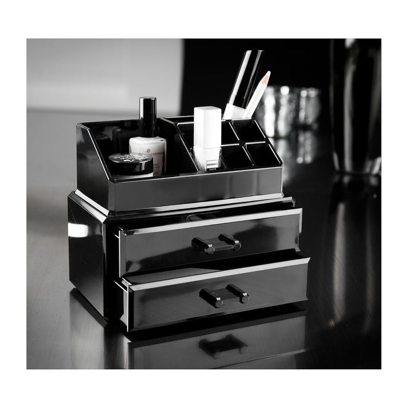 Compactor cosmeticabox - 2 lades - zwart