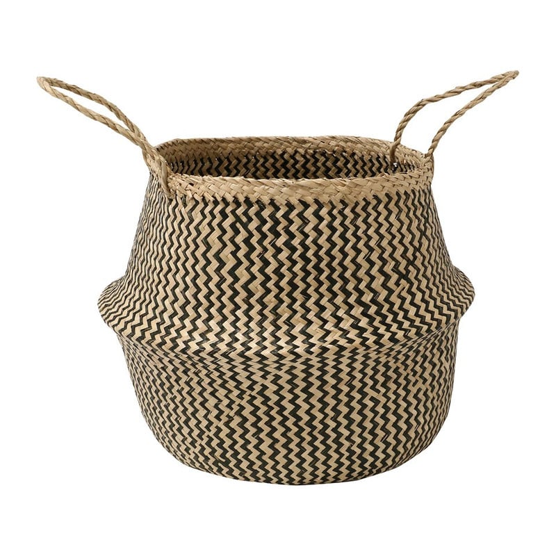 Buikmand zigzag geweven - 25x32 cm - beige/zwart