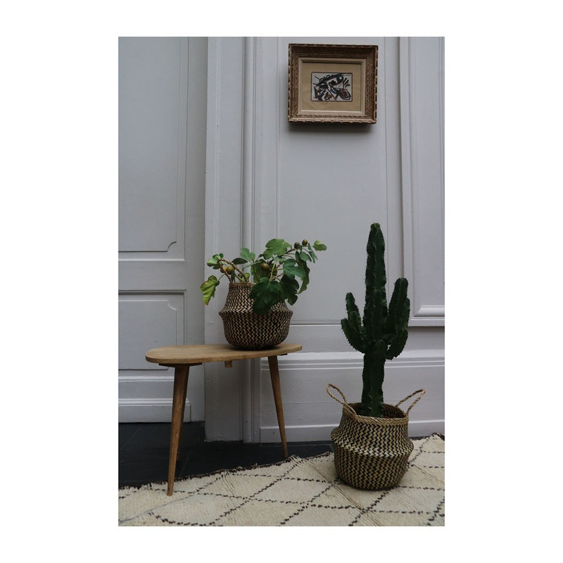 Buikmand zigzag geweven - 25x32 cm - beige/zwart