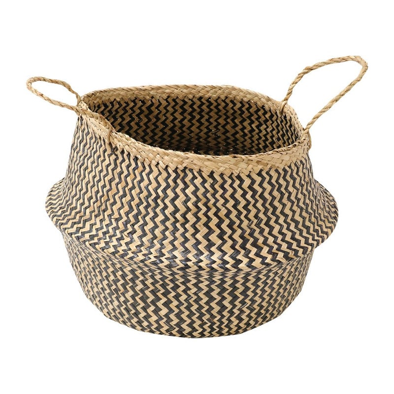 Buikmand zigzag geweven - 35x35 cm - beige/zwart