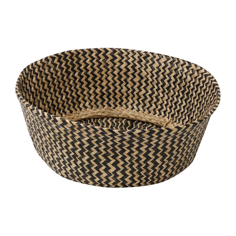 Buikmand zigzag geweven - 35x35 cm - beige/zwart