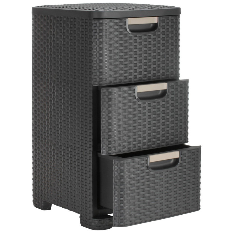 Curver style ladekast - 3x14 liter - antraciet