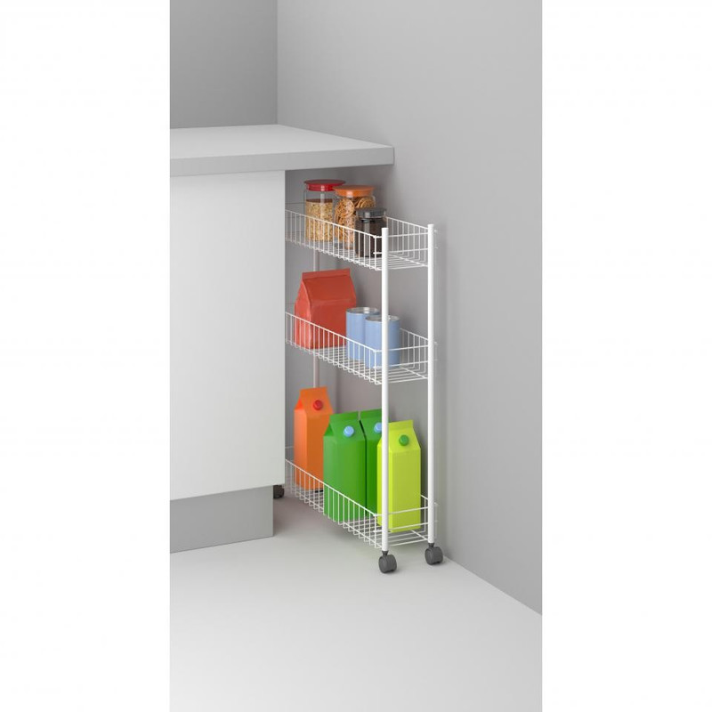 Metaltex - Fino 3 extra slim etagere op wieltjes - 3 manden