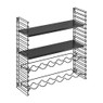 Tomado - Boekenrek - zwarte frame + 2 zwarte planken + zwarte wijnrek