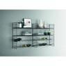 Tomado - Boekenrek - zwarte frame + 2 zwarte planken + zwarte wijnrek