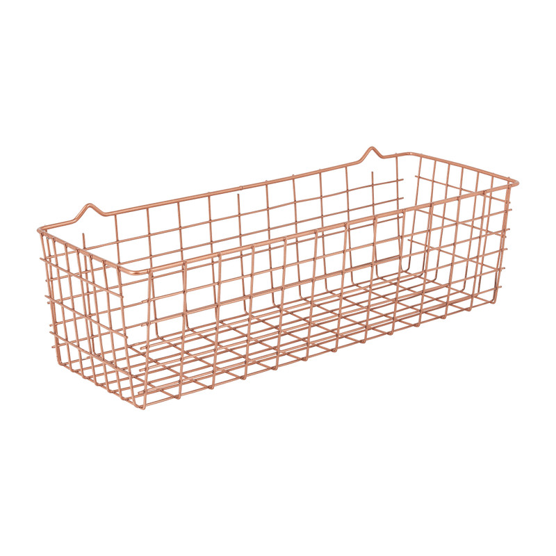 Metaltex opbergmandje - koperkleurig - 33x12x9 cm