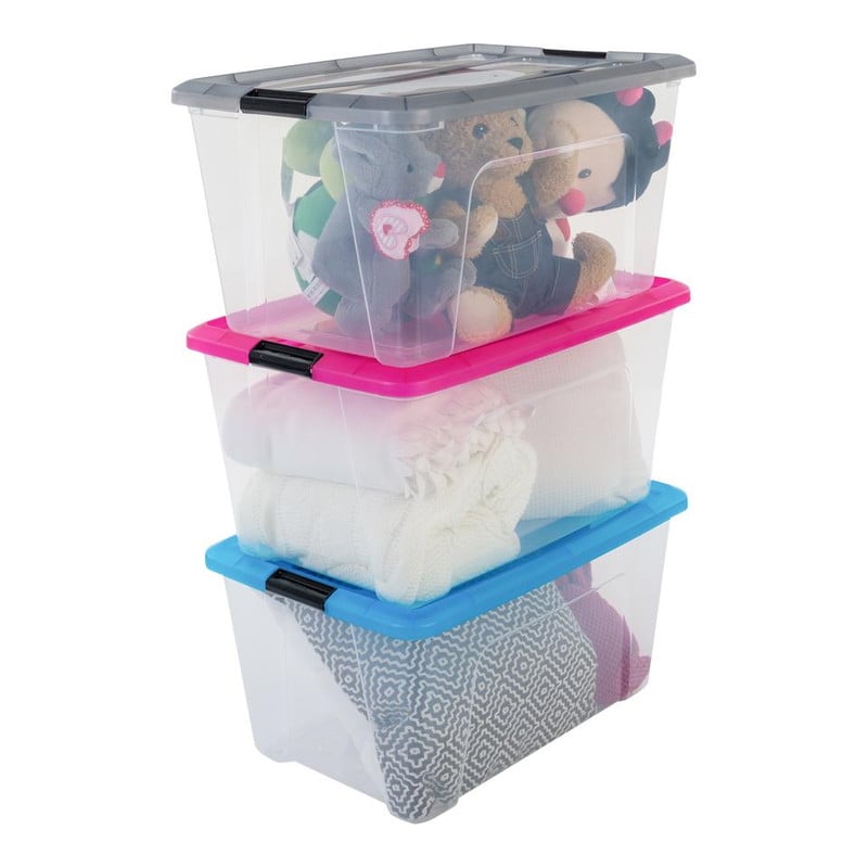 Iris opbergboxen gekleurde deksel - set van 3 - 45 liter