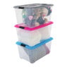 Iris opbergboxen gekleurde deksel - set van 3 - 45 liter
