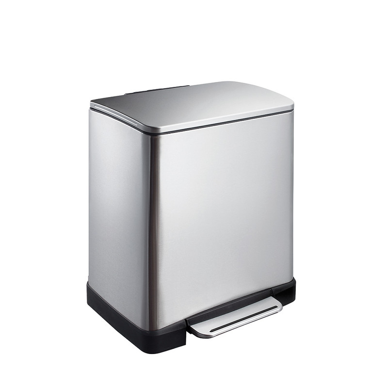 EKO recycle pedaalemmer e-cube - 10+9 liter - RVS mat