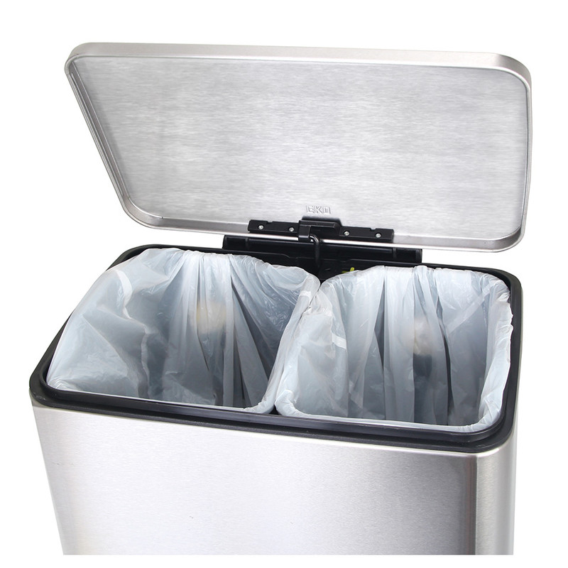 EKO recycle pedaalemmer e-cube - 10+9 liter - RVS mat
