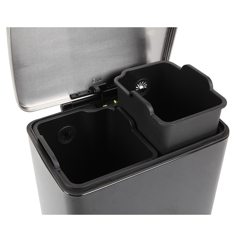 EKO recycle pedaalemmer e-cube - 10+9 liter - zwart