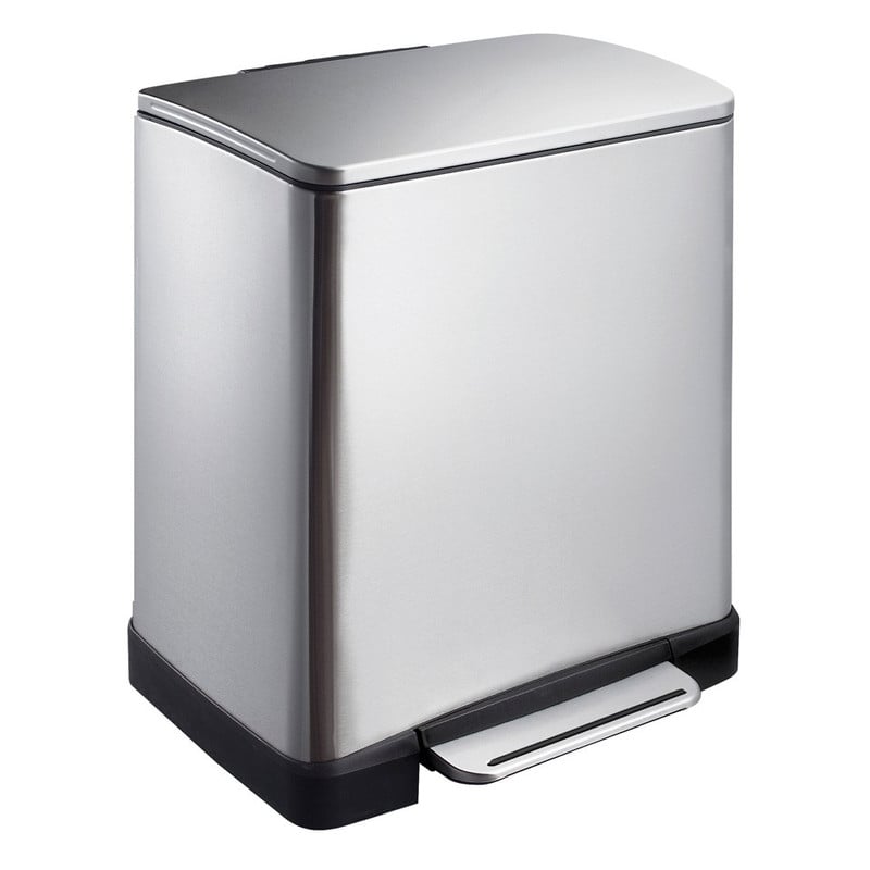 EKO pedaalemmer rechthoek - 20 liter - RVS mat 
