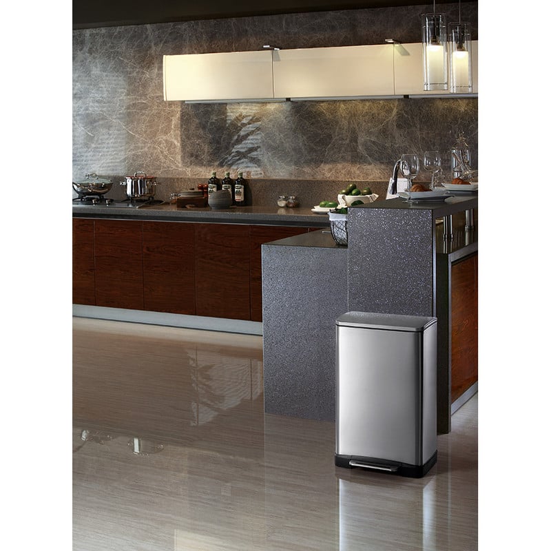 EKO pedaalemmer rechthoek - 40 liter - RVS mat 
