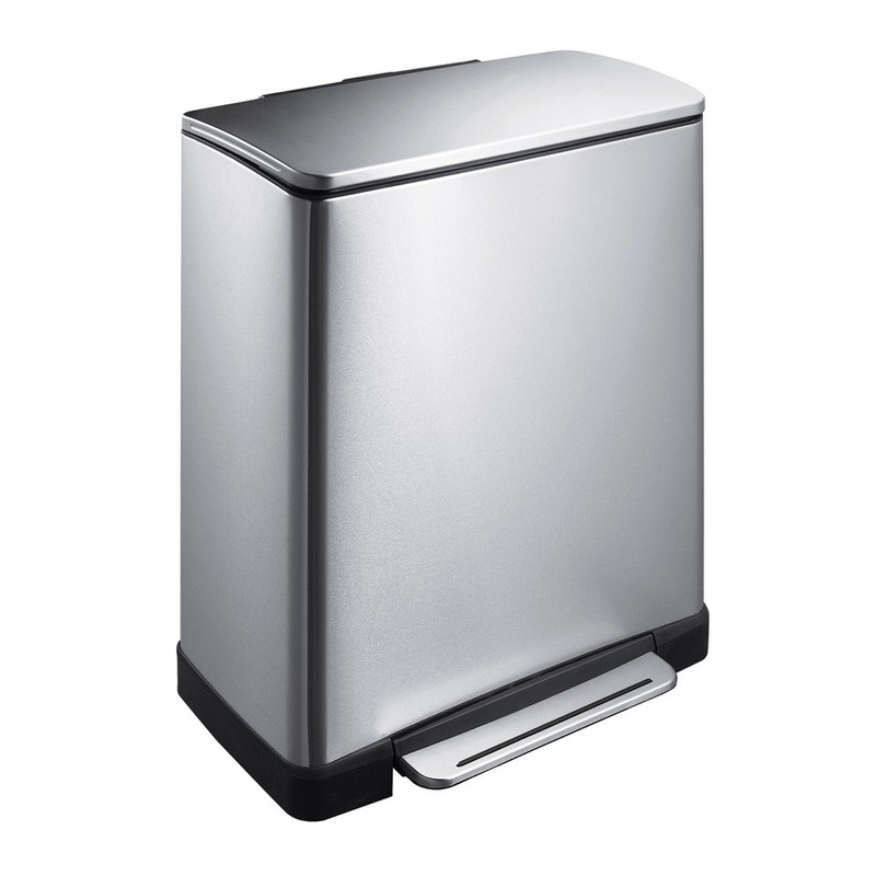 EKO duo-pedaalemmer rechthoek - 28+18 liter - RVS mat