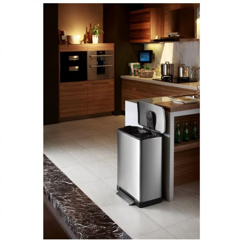 EKO duo-pedaalemmer rechthoek - 28+18 liter - RVS mat