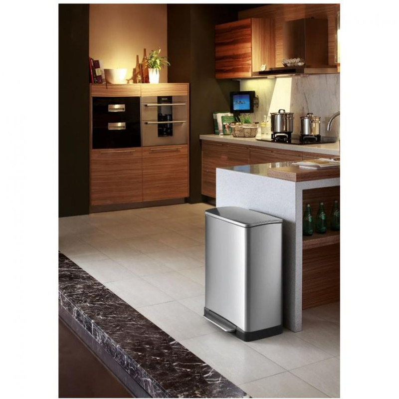 EKO duo-pedaalemmer rechthoek - 28+18 liter - RVS mat