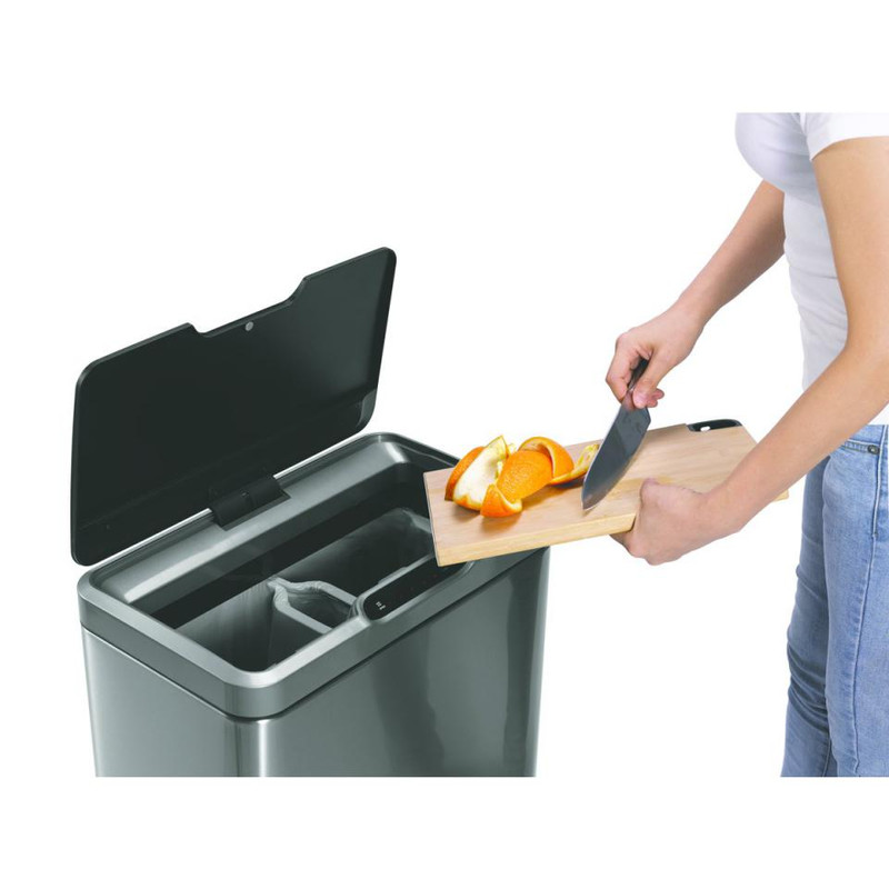 EKO recycle sensor bin mirage - 20+20 liter - RVS mat