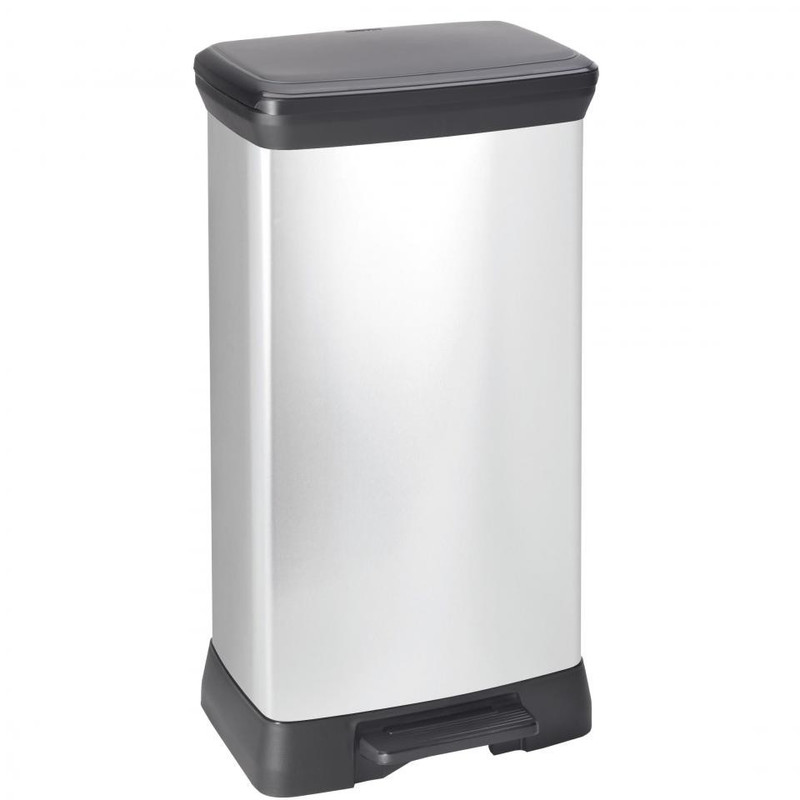 Curver decobin pedaalemmer - 50 liter - zilver/zwart