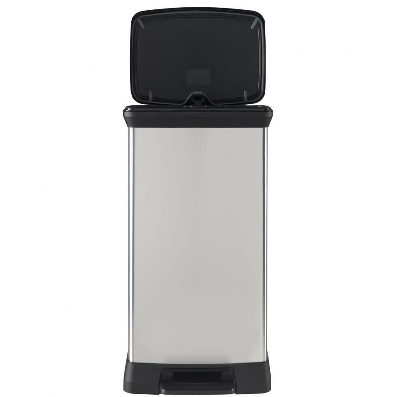 Curver decobin pedaalemmer - 50 liter - zilver/zwart