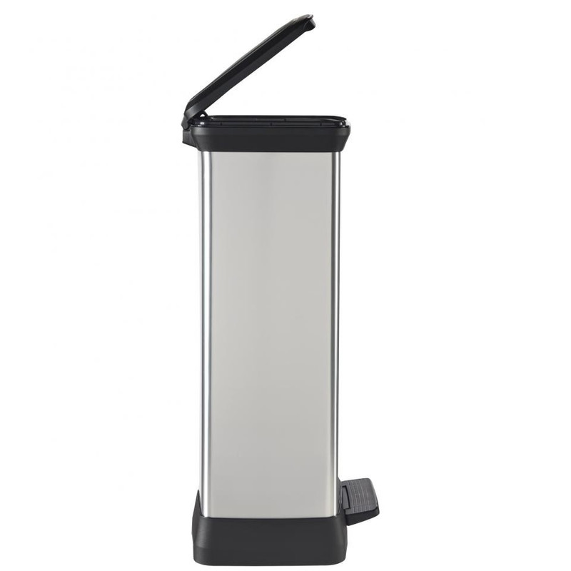 Curver decobin pedaalemmer - 50 liter - zilver/zwart