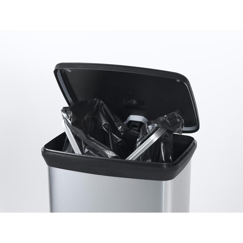 Curver decobin pedaalemmer - 50 liter - zilver/zwart