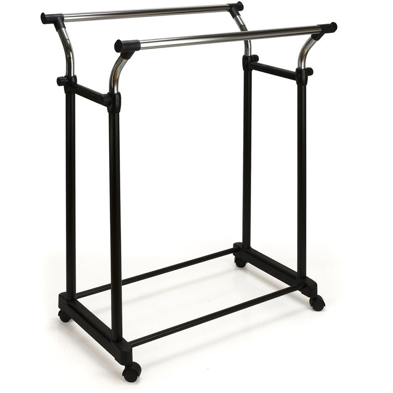 Kledingrek dubbel - zwart/chroom - 57.5x81x160 cm