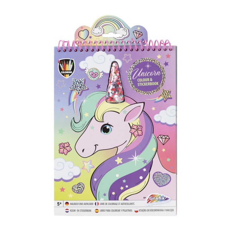 Sticker- en kleurboek eenhoorn - 26.5x36.5 cm 