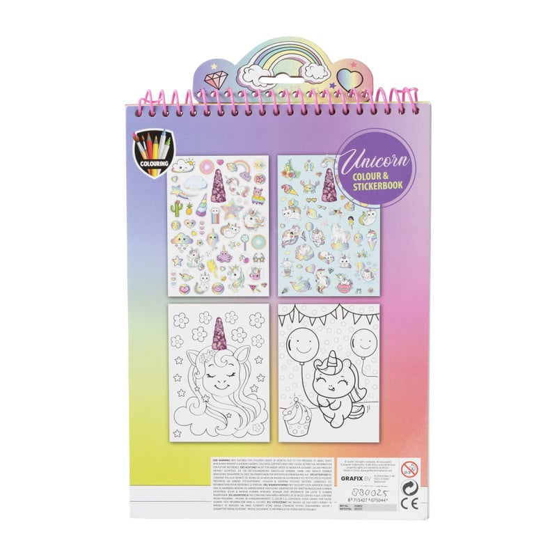 Sticker- en kleurboek eenhoorn - 26.5x36.5 cm 