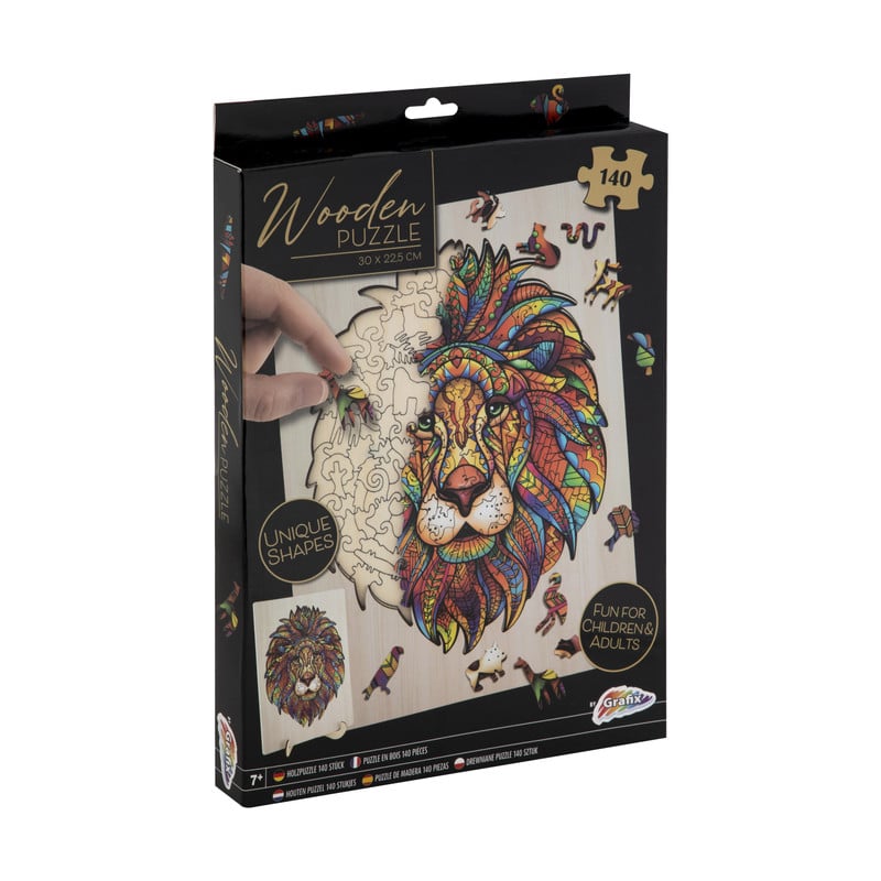 Houten puzzel leeuw - 130 stukjes - 30x25 cm