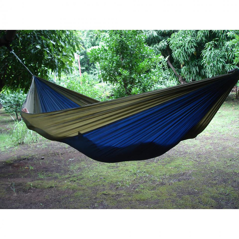 Vivere reishangmat parachute - 2-persoons - marine blauw/olijfgroen
