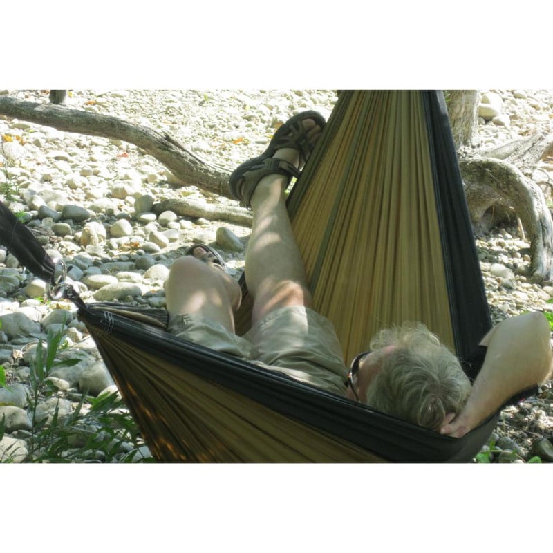 Vivere reishangmat parachute - 2-persoons - zwart/bruin