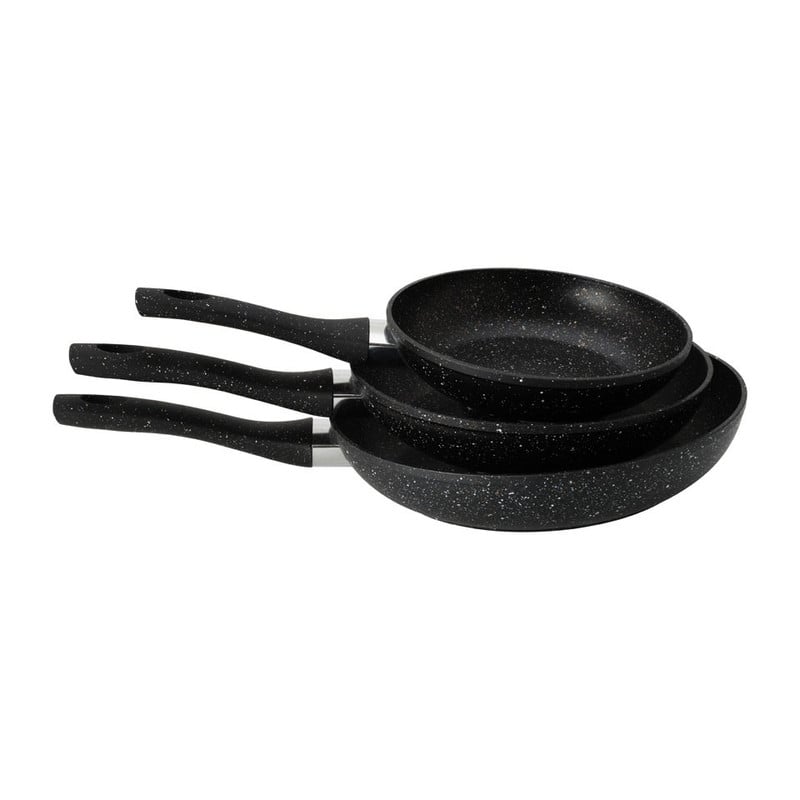 Koekenpannenset graniet coating - 3-delig - zwart
