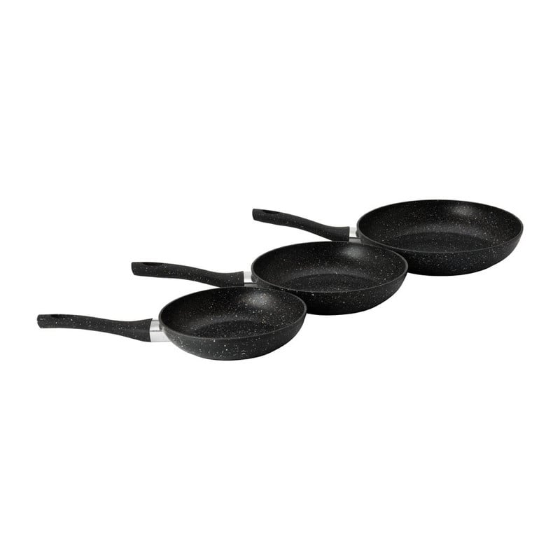 Koekenpannenset graniet coating - 3-delig - zwart