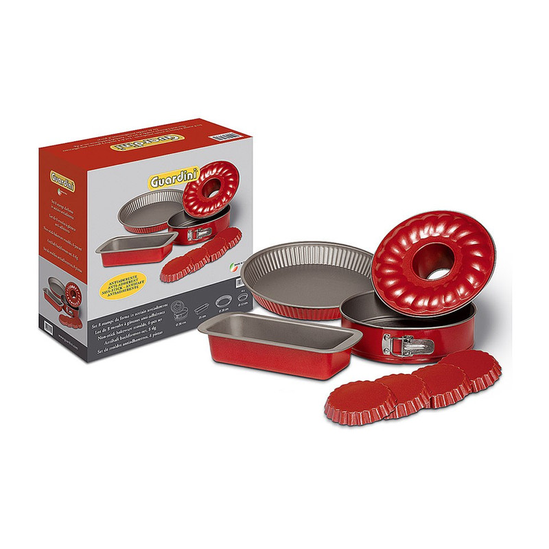 Guardini bakvormen - 8-delig - rood 